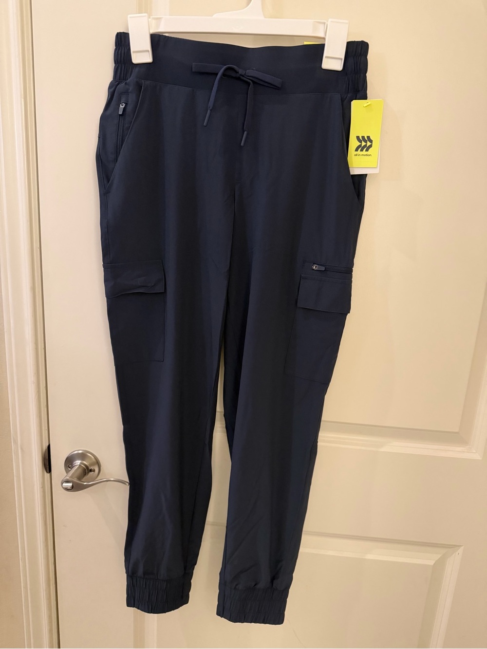 Women’s Navy Blue Cargo Jogger Pants - Drawstring Waist